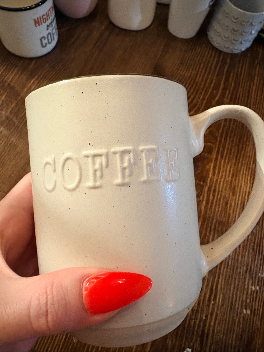 Sheffield Home Cream 'COFFEE' Embossed Ceramic Mug